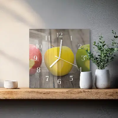 Decoratieve glazen klok vierkant Appels