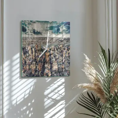 Moderne wandklok glas vierkant New york