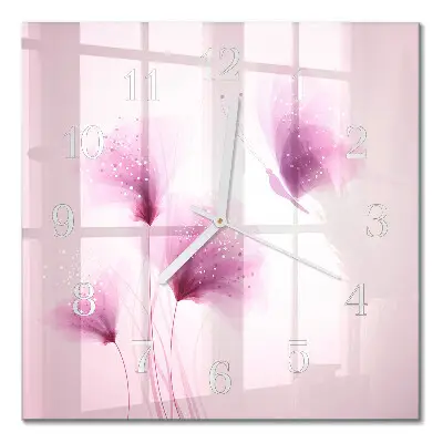 Vierkante glas klok Bloemen