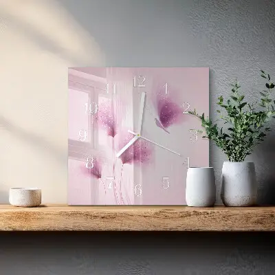 Vierkante glas klok Bloemen