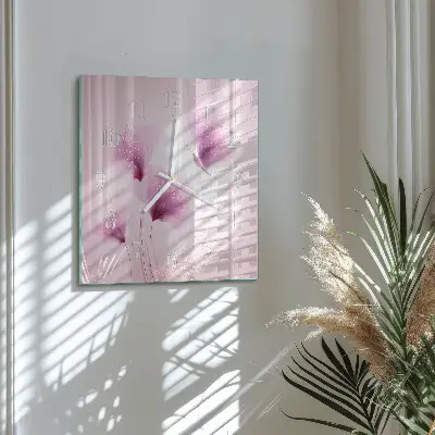 Vierkante glas klok Bloemen
