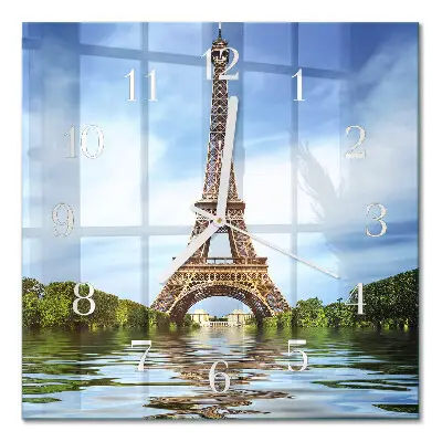 Decoratieve glazen klok vierkant Eiffeltoren