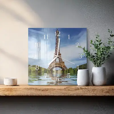 Decoratieve glazen klok vierkant Eiffeltoren