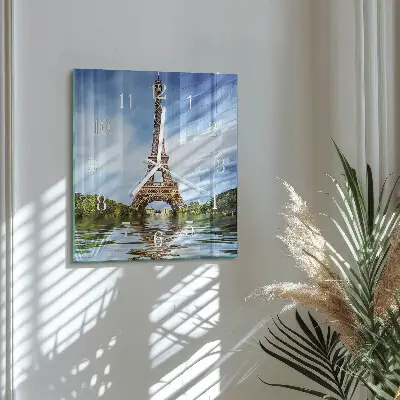 Decoratieve glazen klok vierkant Eiffeltoren