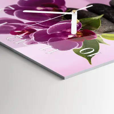 Vierkante glas klok Orchidee