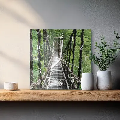 Vierkante glazen wandklok Hangbrug