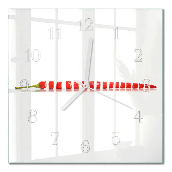 Moderne wandklok glas vierkant Chilipeper