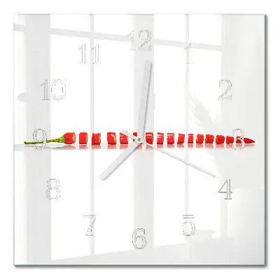 Moderne wandklok glas vierkant Chilipeper