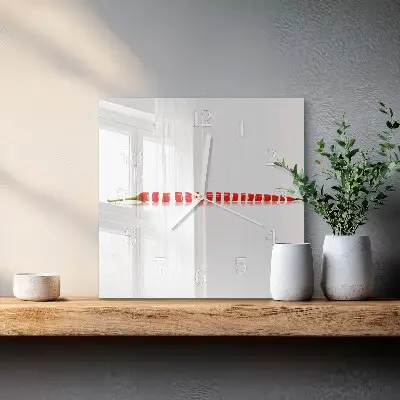 Moderne wandklok glas vierkant Chilipeper