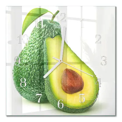 Vierkante glazen klok Avocado