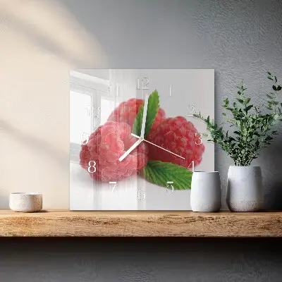 Moderne wandklok glas vierkant Frambozen