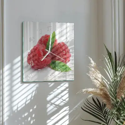 Moderne wandklok glas vierkant Frambozen