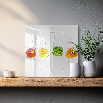 Vierkante glazen wandklok Peper