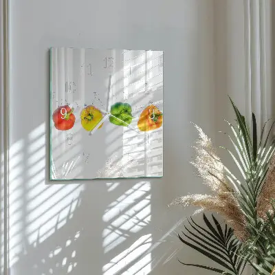 Vierkante glazen wandklok Peper