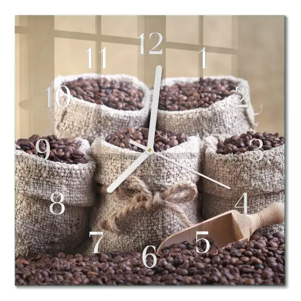 Decoratieve glazen klok vierkant Koffiebonen