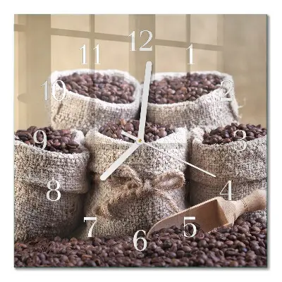 Decoratieve glazen klok vierkant Koffiebonen