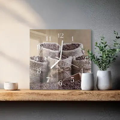 Decoratieve glazen klok vierkant Koffiebonen