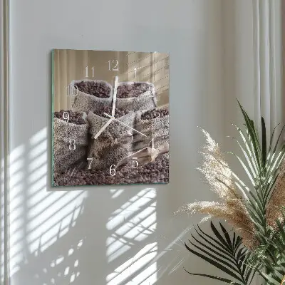 Decoratieve glazen klok vierkant Koffiebonen