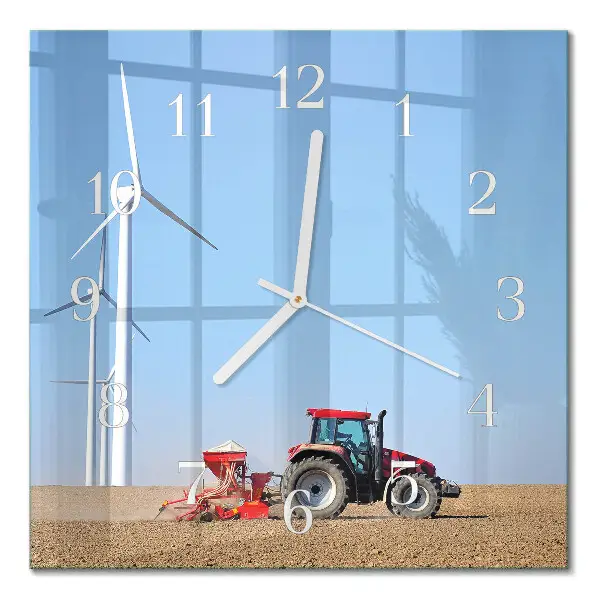 Vierkante glazen klok Tractorveld