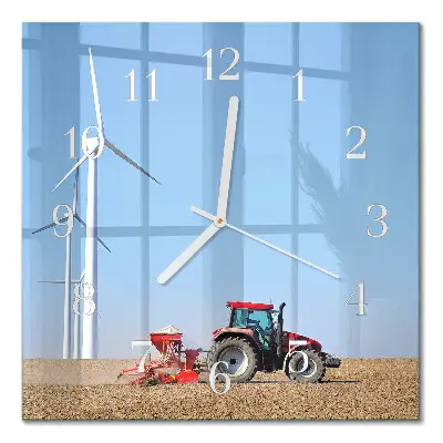 Vierkante glazen klok Tractorveld
