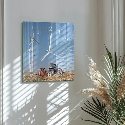 Vierkante glazen klok Tractorveld