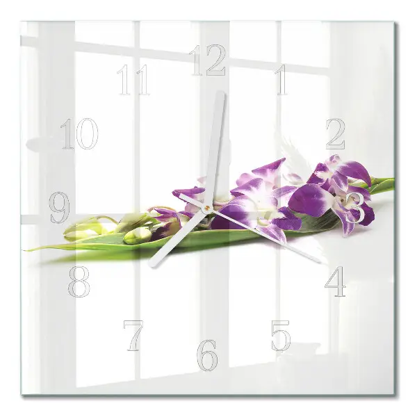 Moderne wandklok glas vierkant Bloemen