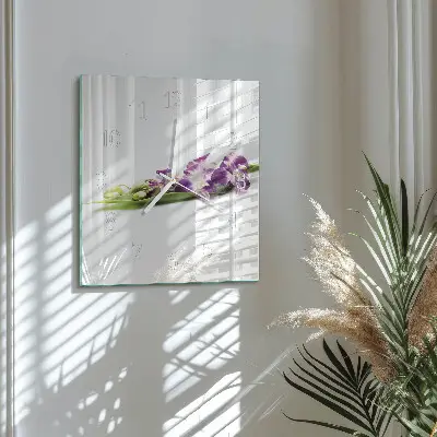 Moderne wandklok glas vierkant Bloemen