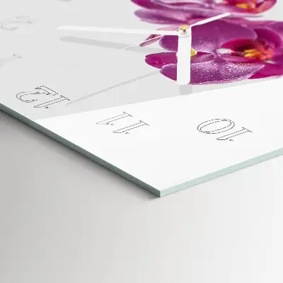 Vierkante glas klok Orchidee