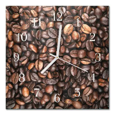 Decoratieve glazen klok vierkant Koffiebonen