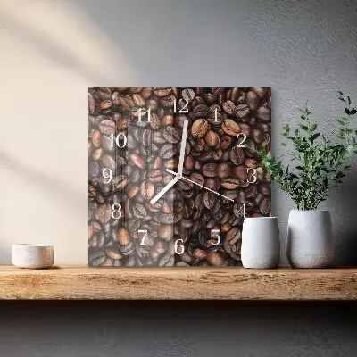 Decoratieve glazen klok vierkant Koffiebonen