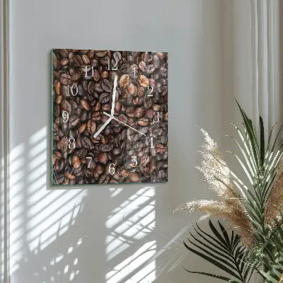 Decoratieve glazen klok vierkant Koffiebonen