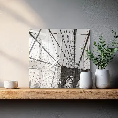 Moderne wandklok glas vierkant Brooklynbrug