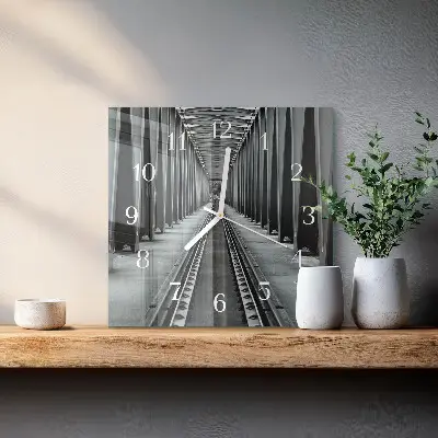 Vierkante glas klok Spoorwegen