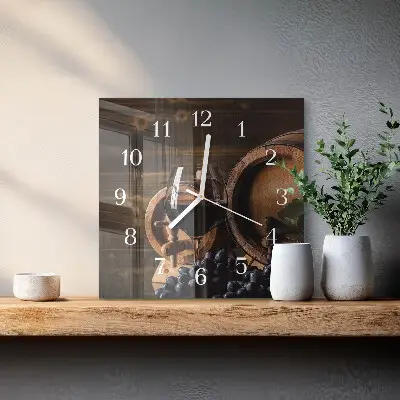 Vierkante glazen wandklok Een wijnvat