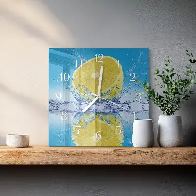 Vierkante glazen klok Citrus