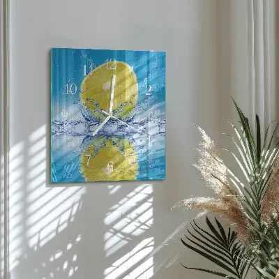 Vierkante glazen klok Citrus