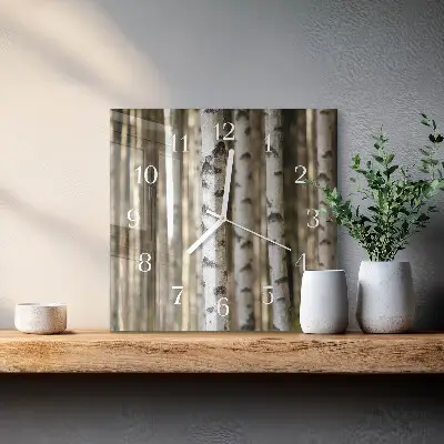 Moderne wandklok glas vierkant Berken