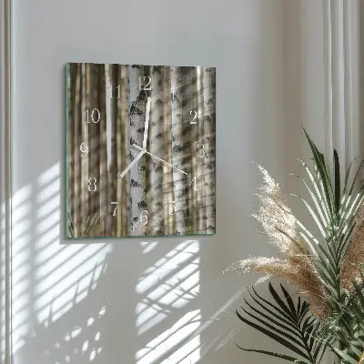 Moderne wandklok glas vierkant Berken