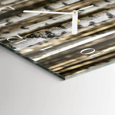 Moderne wandklok glas vierkant Berken