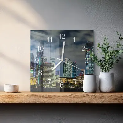 Vierkante glas klok Nachtstad