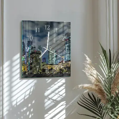 Vierkante glas klok Nachtstad