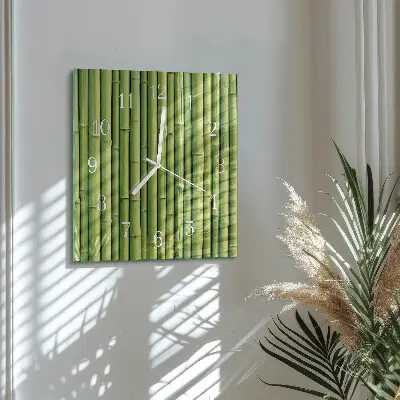Vierkante glazen wandklok Bamboe