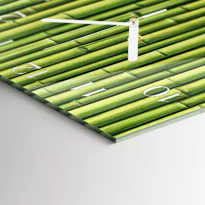 Vierkante glazen wandklok Bamboe