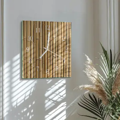 Decoratieve glazen klok vierkant Bamboe