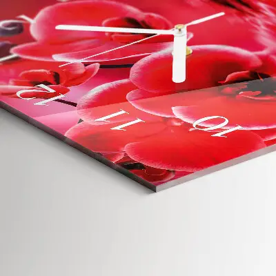 Moderne wandklok glas vierkant Orchidee