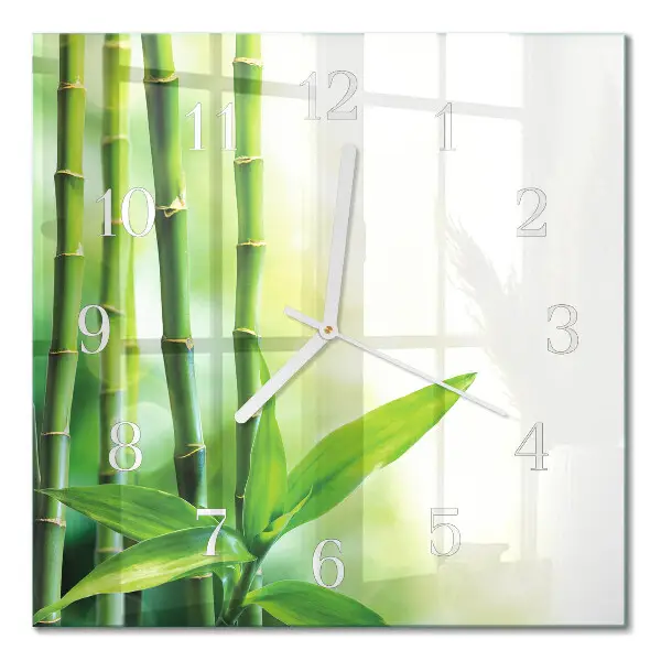 Moderne wandklok glas vierkant Bamboe