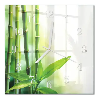 Moderne wandklok glas vierkant Bamboe