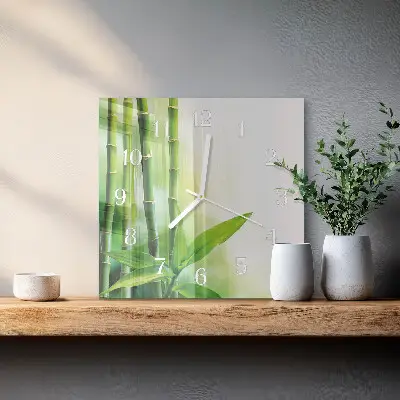 Moderne wandklok glas vierkant Bamboe