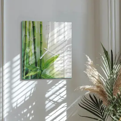 Moderne wandklok glas vierkant Bamboe