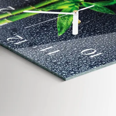 Vierkante glas klok Druppels en bamboe